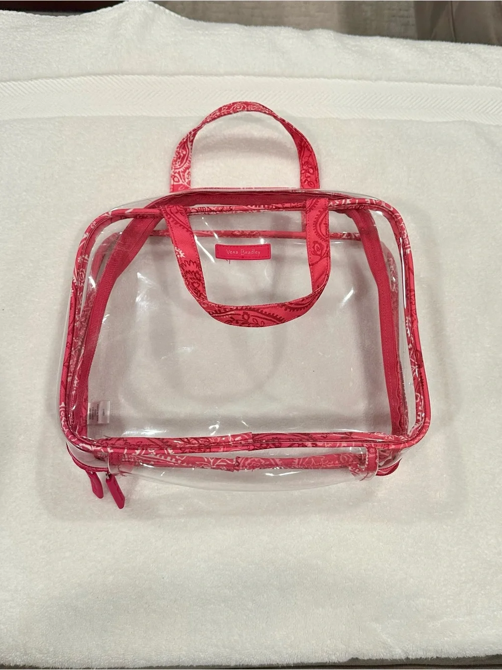 Vera Bradley Clear Cosmetic Travel Case with Pink Trim